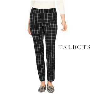 Talbots EUC Bi-Stretch Pull-On Ankle Pants Windowpane‎ Plaid Curvy 18w